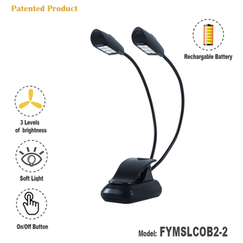 FEYER- FYMSLCOB2-2 - 12 LEDs Music stand light with with Rechargeable Battery,Flexible and Portable 100