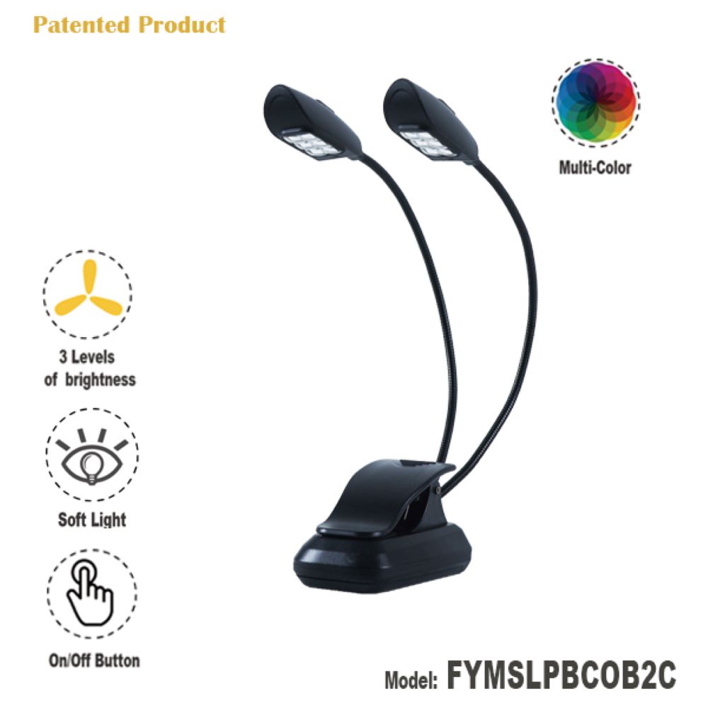 FEYER- FYMSLPBCOB2C- 12 LEDs Music stand light Pedal Board Light with Multicolor light,Flexible and Portable 100