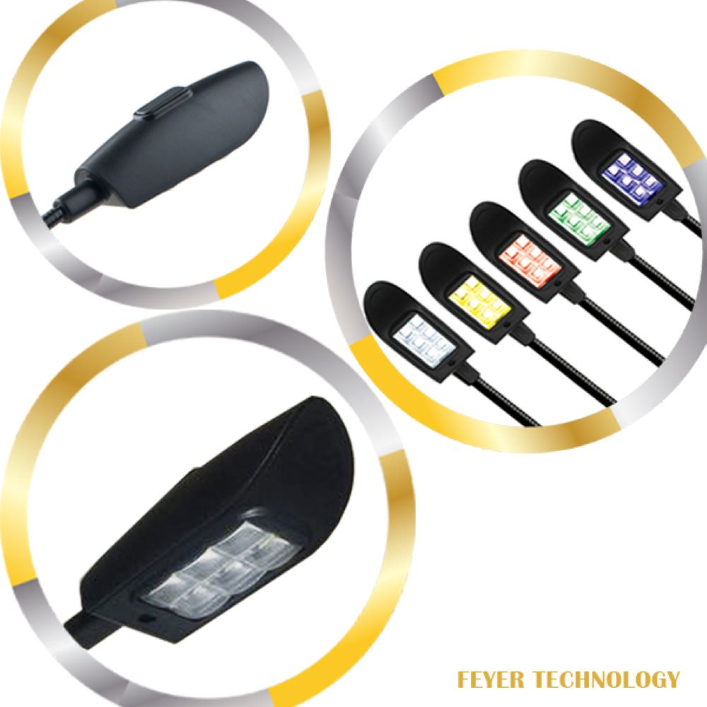 FEYER- FYMSLPBCOB2C- 12 LEDs Music stand light Pedal Board Light with Multicolor light,Flexible and Portable 200