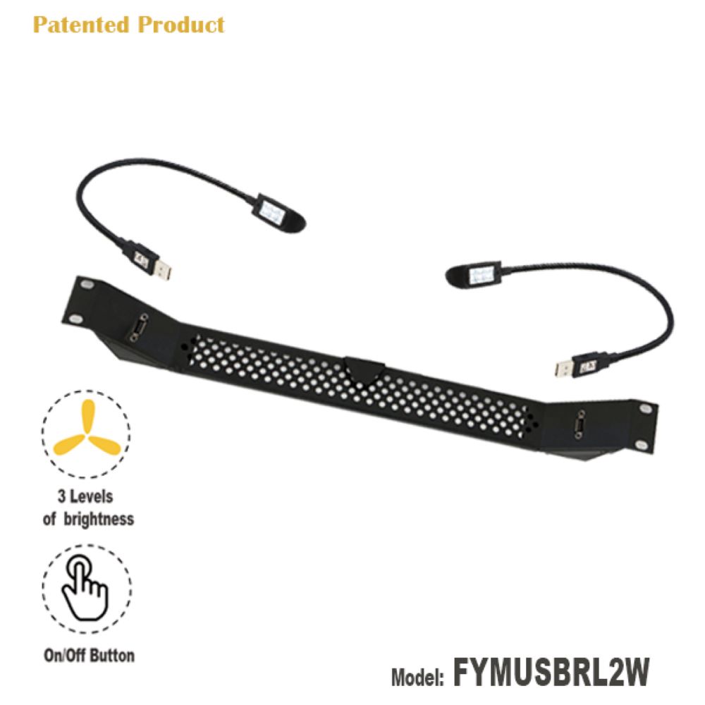 FEYER-FYMUSBRL2W-Professional LED lamp light for 19 inch Rack and Flightcase with two gooseneck lights 100