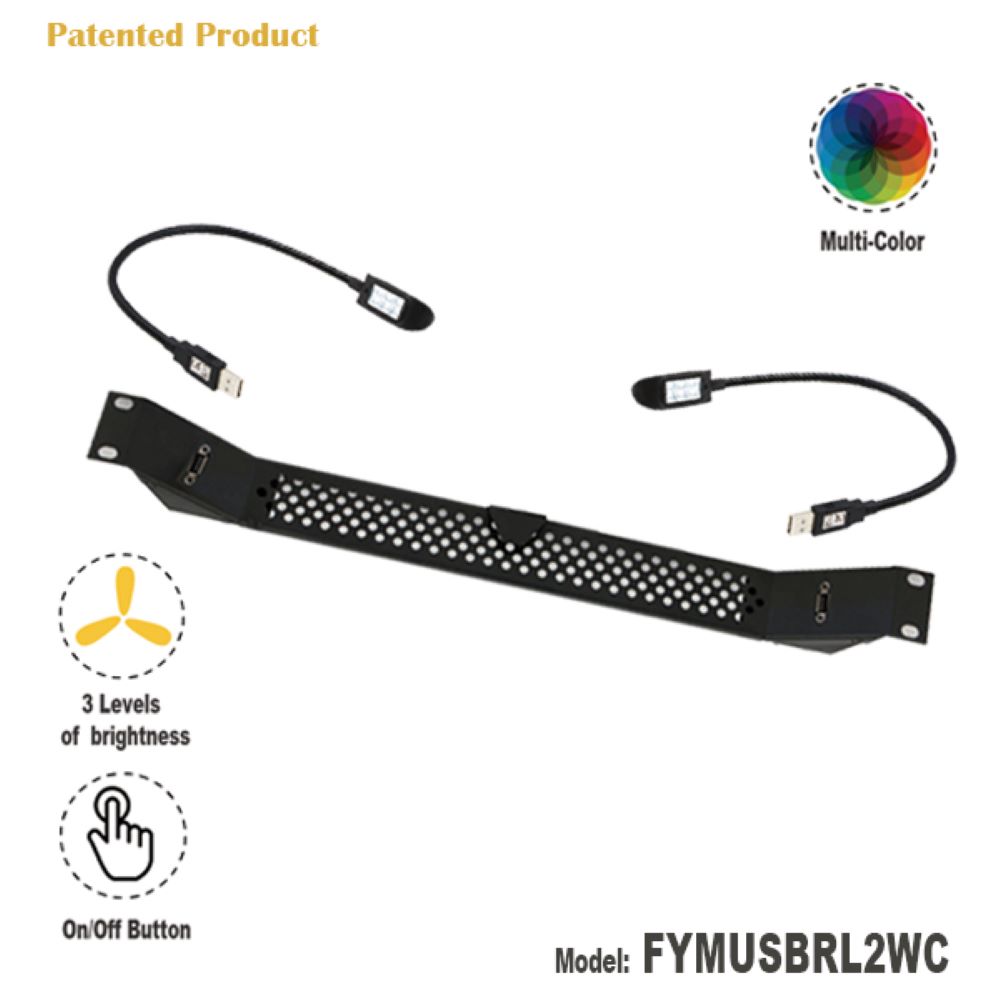 FEYER-FYMUSBRL2WC-Professional LED lamp light for 19 inch Rack and Flightcase with two gooseneck lights Multicolor 100