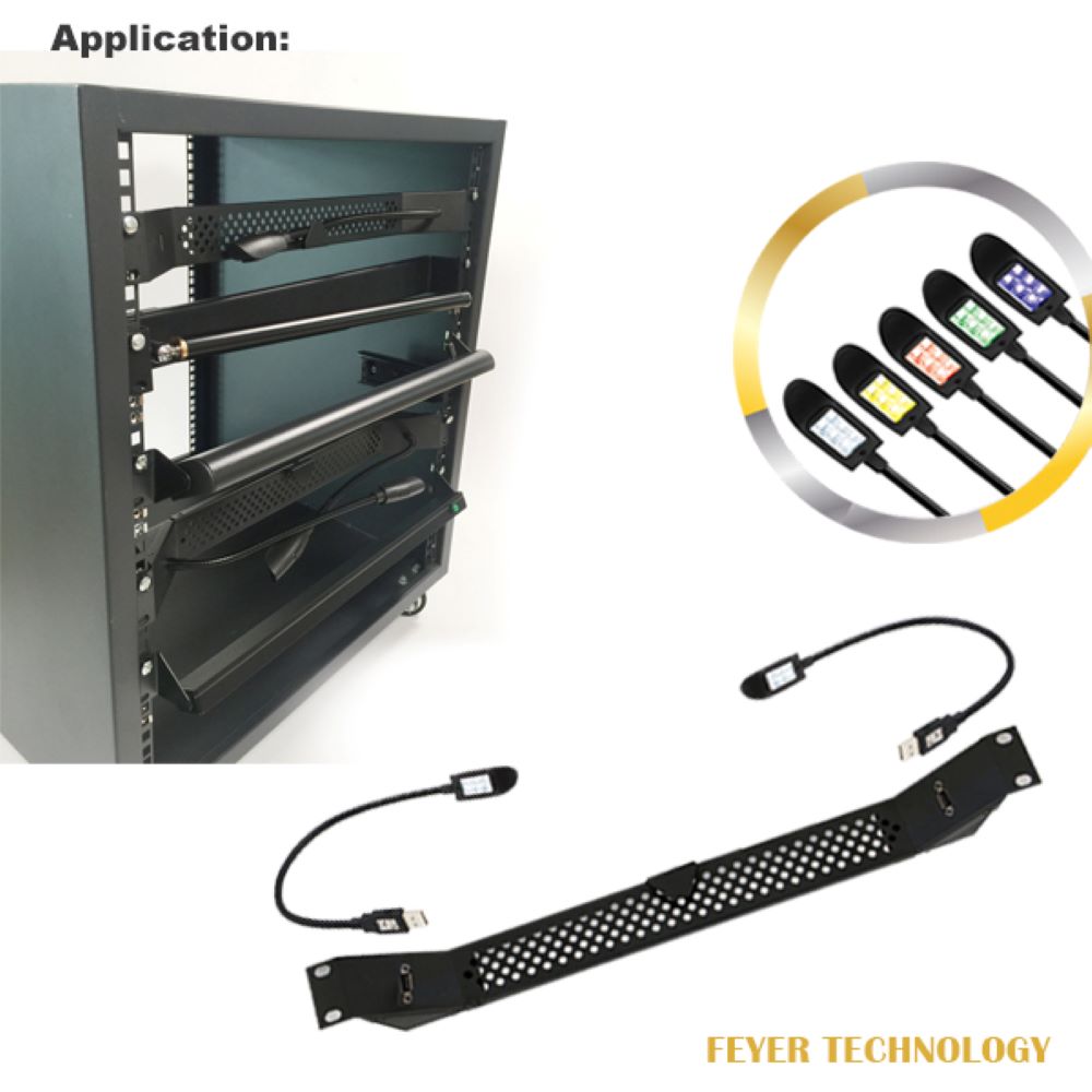 FEYER-FYMUSBRL2WC-Professional LED lamp light for 19 inch Rack and Flightcase with two gooseneck lights Multicolor 200